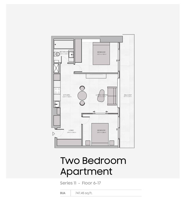 2-Bedroom-Apartment ,Series-11-Floor-6-17