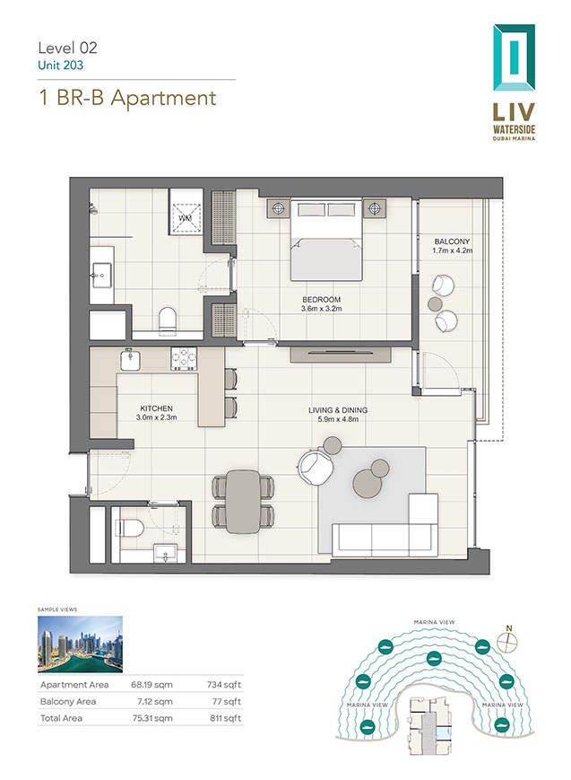 Type B, Level 02, Unit 203