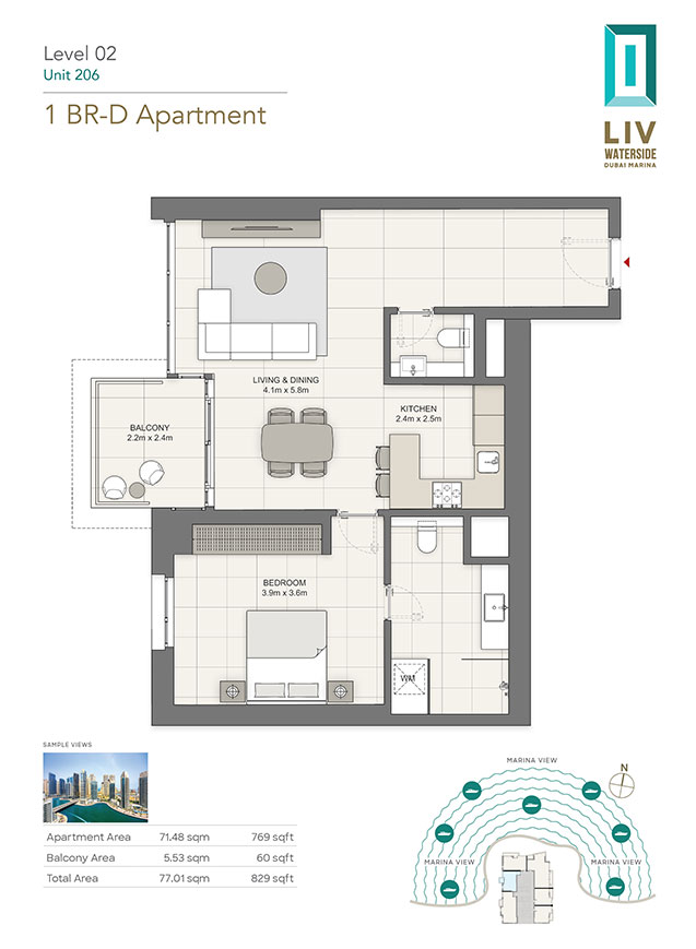 Type D, Level 02, Unit 206