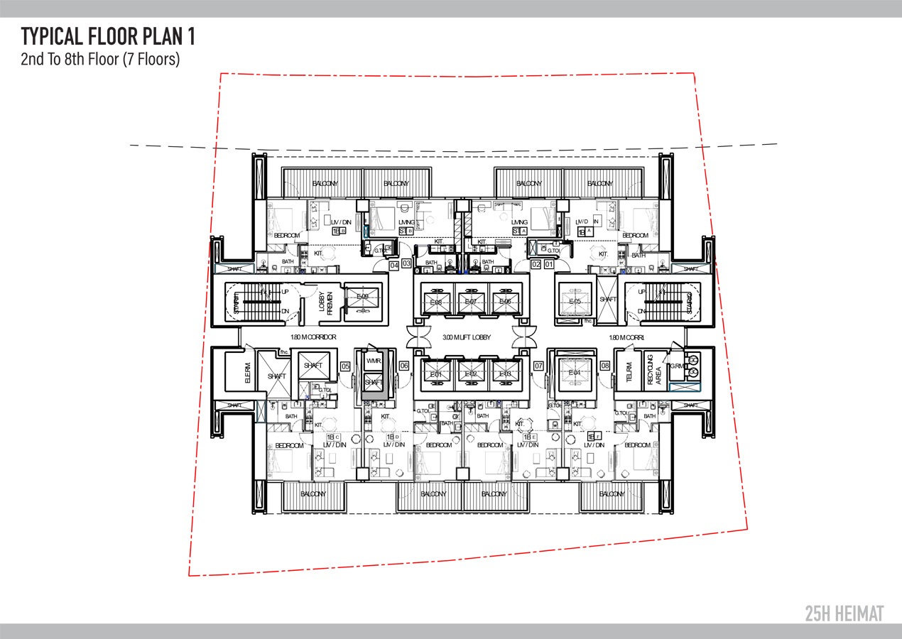 Typical Floor Plan 1, 2nd To 8th Floor