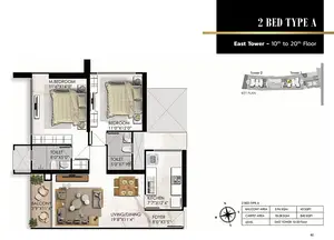 2 BHK, Type A, 10th-20th Floor