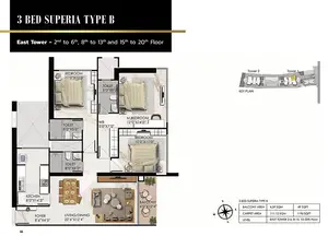 3 Bed Superia, Type B, 2nd to 6th, 8th to 13th and 15th to 20th Floor
