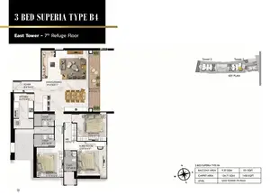 3 Bed Superia, Type B4, 7th Refuge Floor