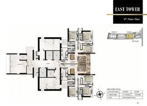 3 BHK Superia, Type B3, 9th Floor Plan