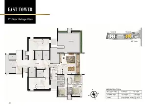 3 BHK Superia, Type B4, 7th Floor Refuge Plan