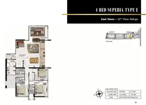 4 BHK Superia, Type E, 42th Floor Refuge