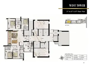 4 BHK Superia Type D, 10th to 13th and 15th to 20th Floor Plan