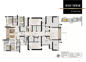 4 BHK Superia, Type D, 9th Floor Plan
