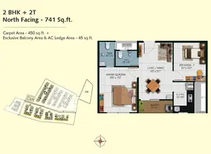 2 BHK, North Facing