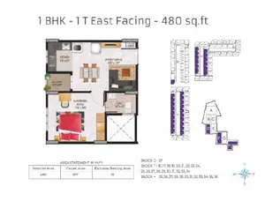 1 BHK, East Facing