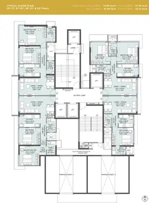 Typical Floor Plan 2nd To 7th, 9th To 14th, 16th To 21st & 23rd