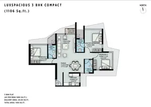 Luxspacious 3 BHK Compact