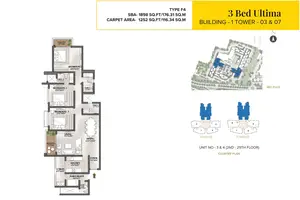 Type F4, 3 Bed Ultima, Tower-03 & 07