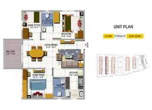2.5 BHK, East Facing