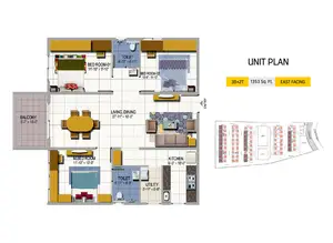 3 BHK+2T, East Facing