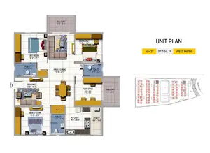 4 BHK+3T, West Facing