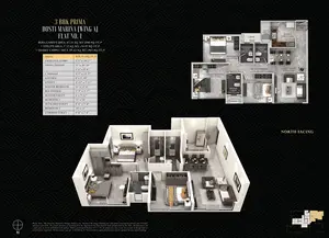 3BHK Prima, Dosti Marina, Wing A