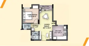 1 BHK Typical Unit Plan