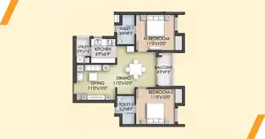 2 BHK Typical Unit Plan