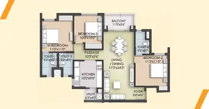 3 BHK Typical Unit Plan 2