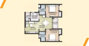 3 BHK Typical Unit Plan