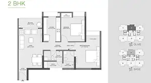 2 BHK, Olive, Sage