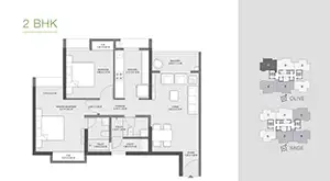 2 BHK, Olive, Sage