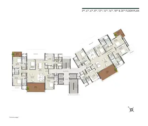 2nd, 4th, 6th, 8th, 12th, 14th, 16th, 18th & 20th Floor Plan