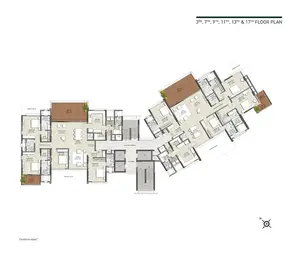 3rd, 7th, 9th, 11th, 13th & 17th Floor Plan