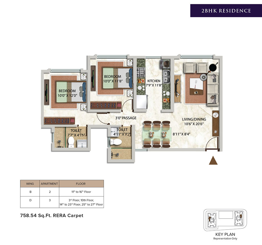 2 BHK Residence, Wing B & D