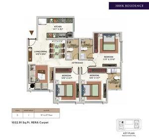 3 BHK Residence, Wing D