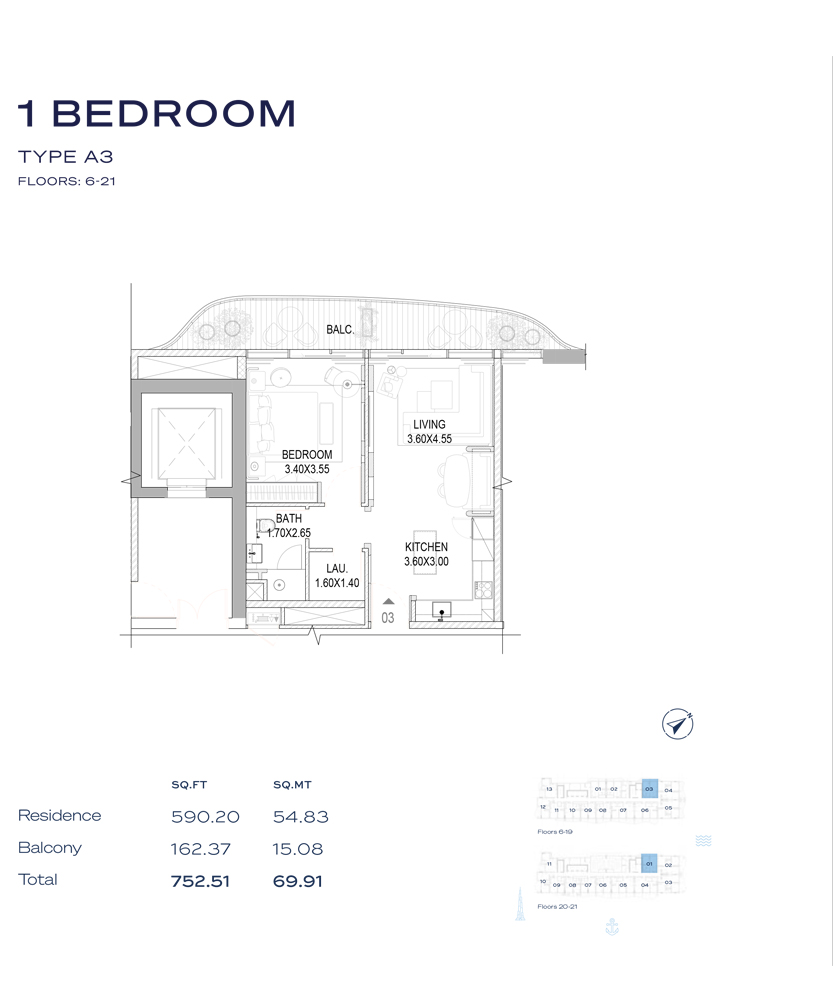 Type A3, Floor - 6-21