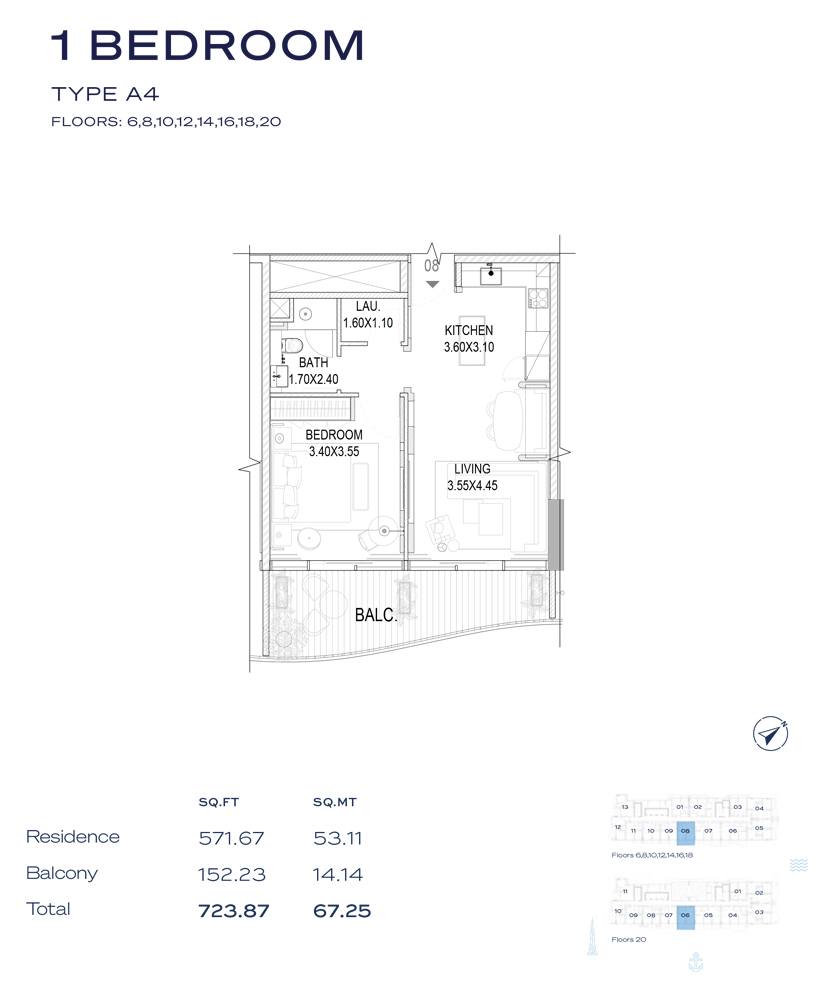 Type A4, Floor - 6-8-10-12-14-16-18-20