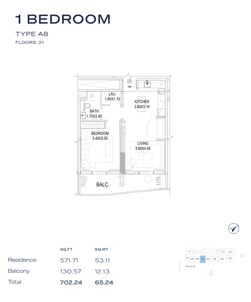 Type A8, Floor - 21