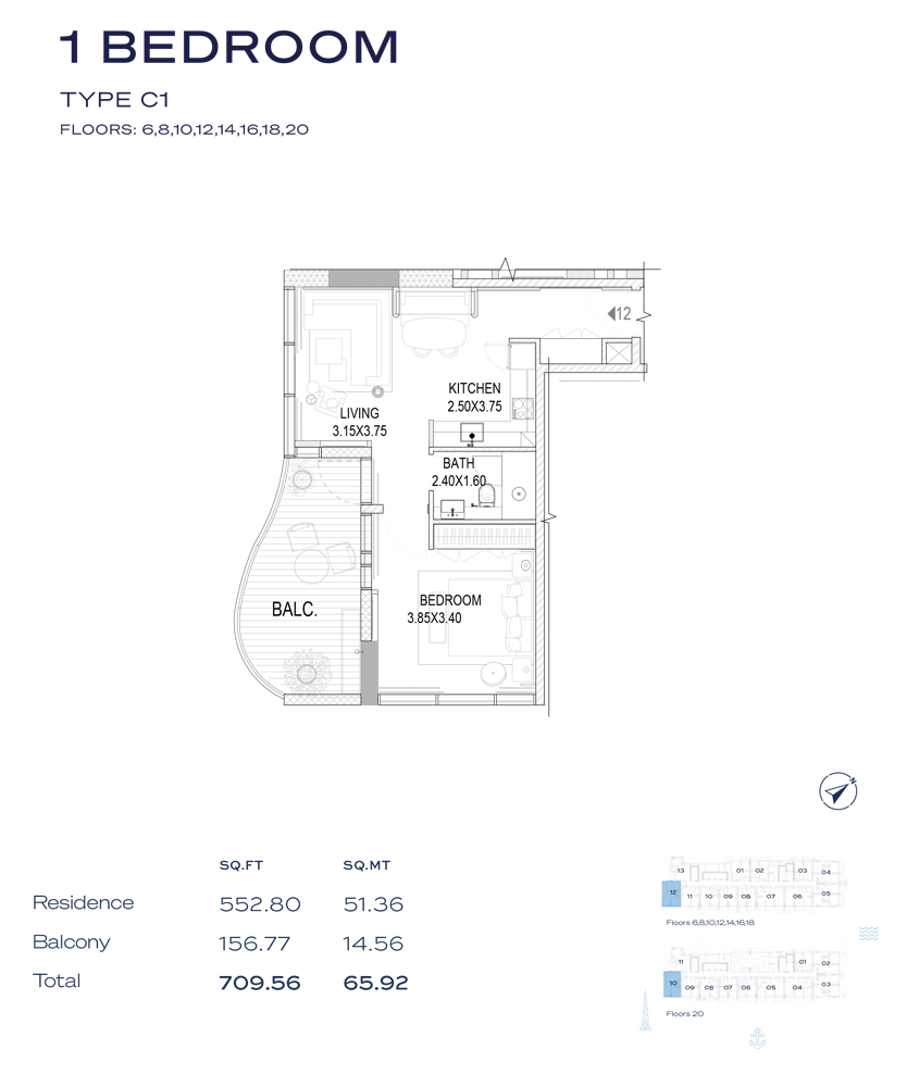 Type C1, Floor - 6-8-10-12-14-16-18-20
