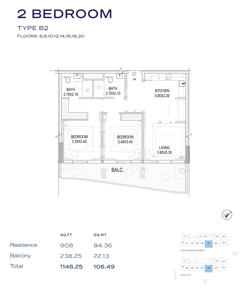 Type B2, Floor - 6-8-10-12-14-16-18-20