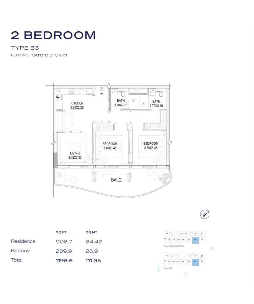 Type B3, Floor - 7-9-11-13-15-19-21