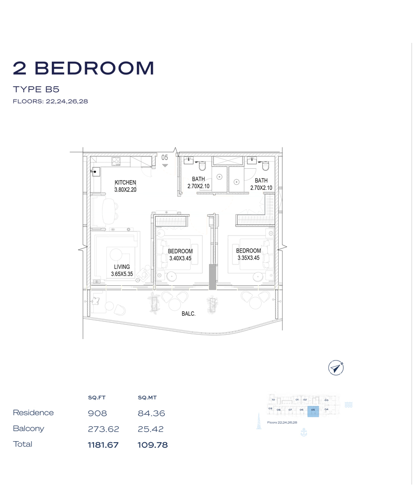 Type B5, Floor - 22-24-26-28