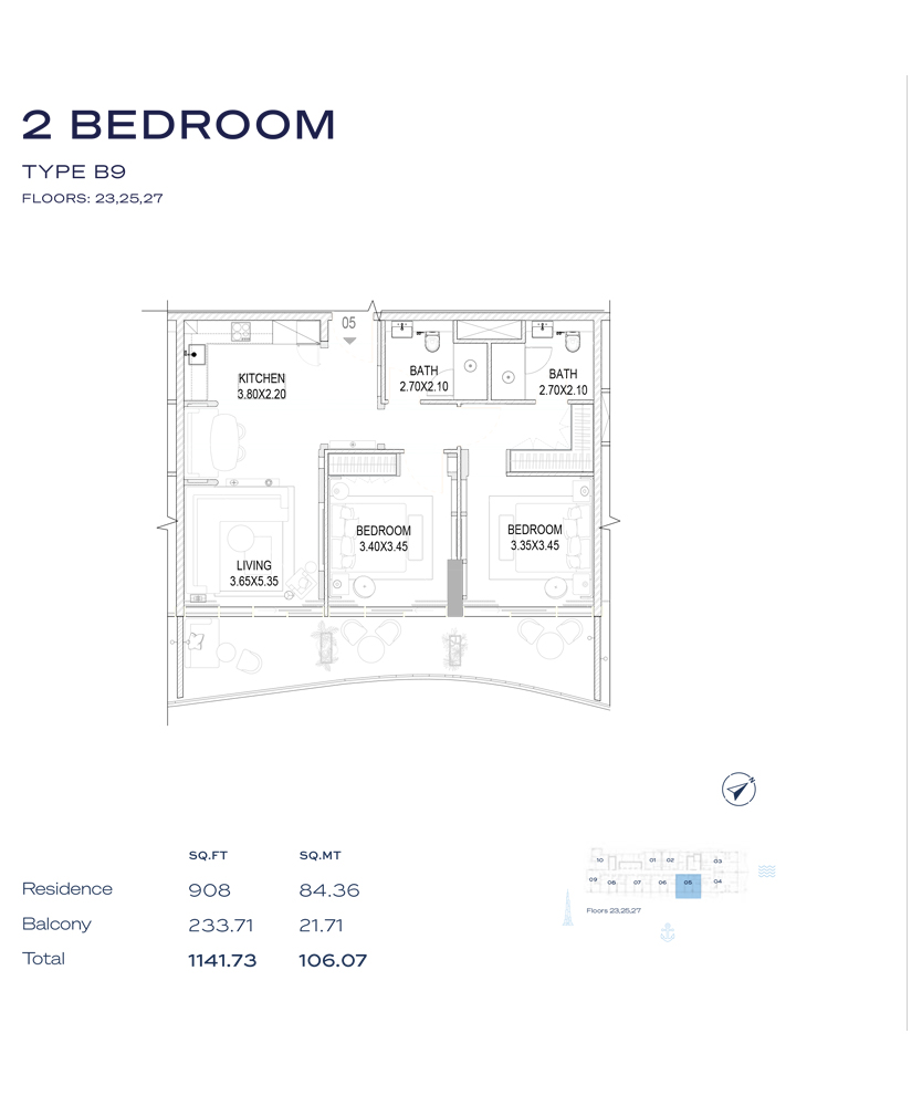 Type B9, Floor - 23-25-27