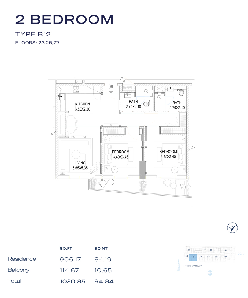 Type B12, Floor - 23-25-27
