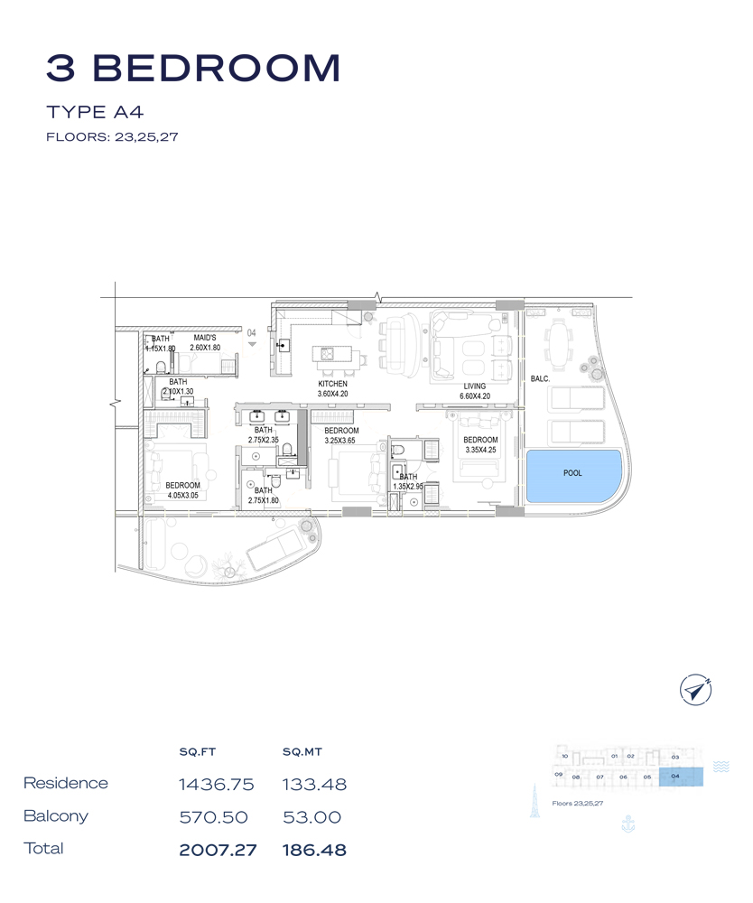 Type A4, Floor - 23-25-28
