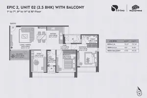 Epic 2, Unit 02, 2.5 BHK With Balcony