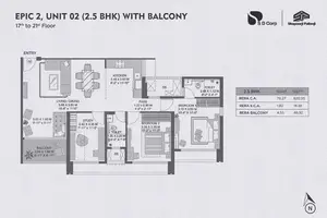 Epic 2, Unit 02, 2.5 BHK With Balcony