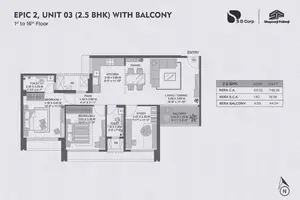 Epic 2, Unit 03, 2.5 BHK With Balcony