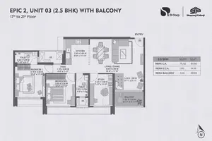 Epic 2, Unit 03, 2.5 BHK With Balcony