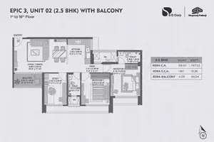 Epic 3, Unit 02, 2.5 BHK With Balcony