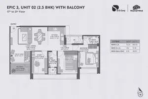 Epic 3, Unit 02, 2.5 BHK With Balcony