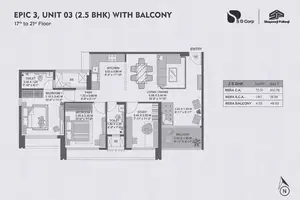 Epic 3, Unit 03, 2.5 BHK With Balcony