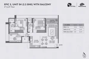 Epic 3, Unit 04, 2.5 BHK With Balcony