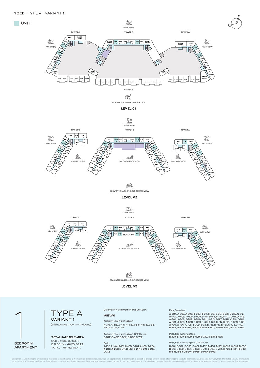 Type A-Variant 1, Level 01, 02 & 03